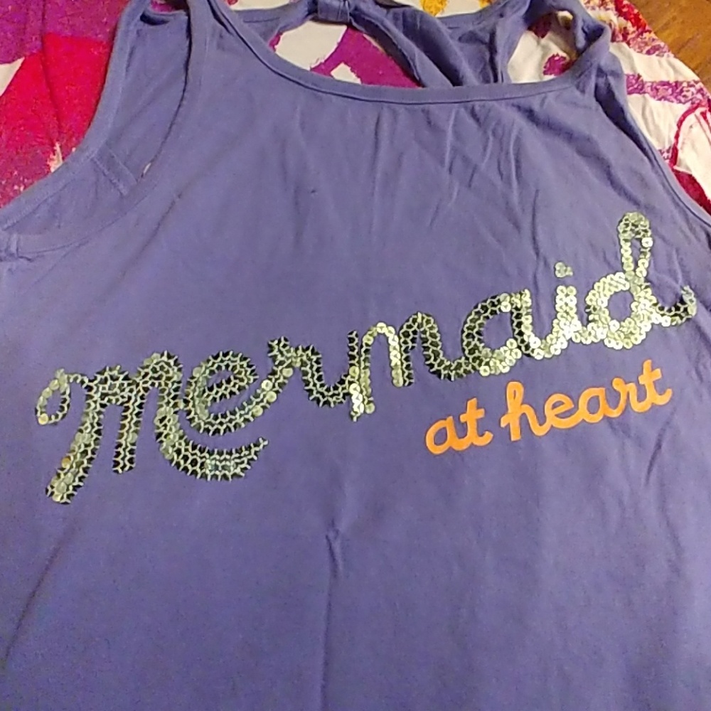 Mermaid at heart sequined, peekaboo back tanktop